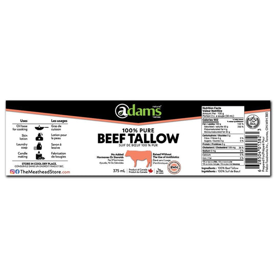 Pure Beef Tallow (Raised Without Hormones) 375 mL